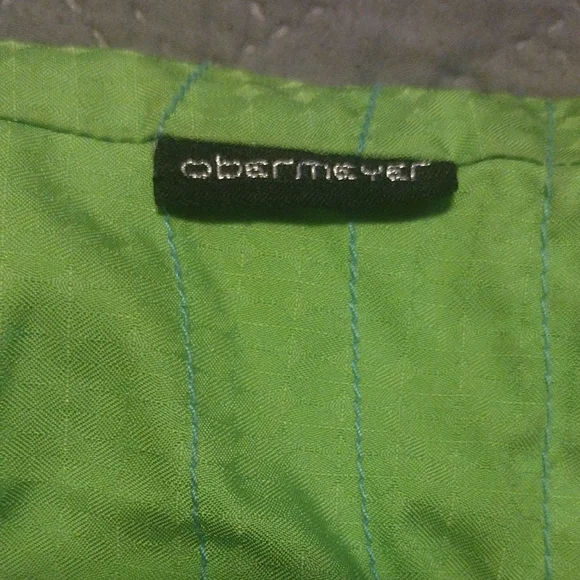 Obermeyer Kids Lime Green Raincoat With Blue Lining And Many Pocket And Features - Picture 6 of 14